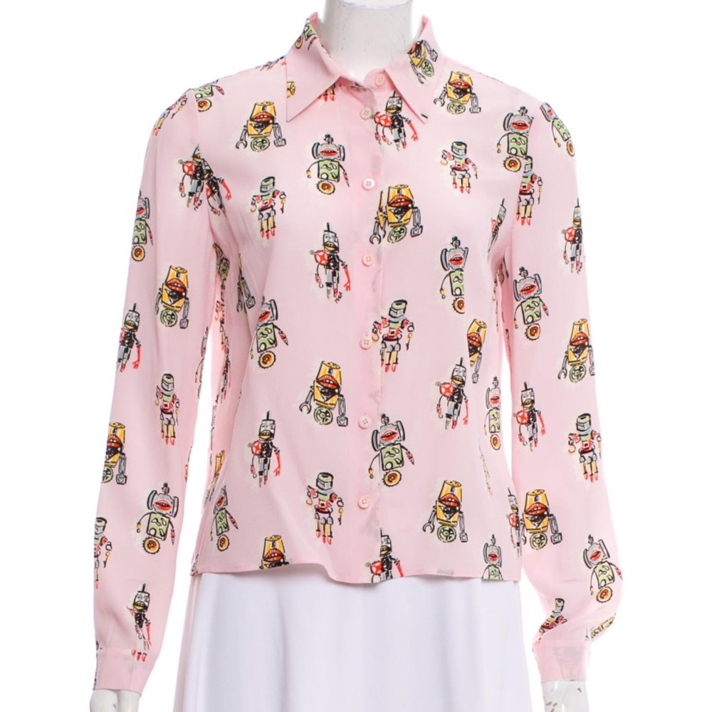 Prada Silk Robot Printed Blouse